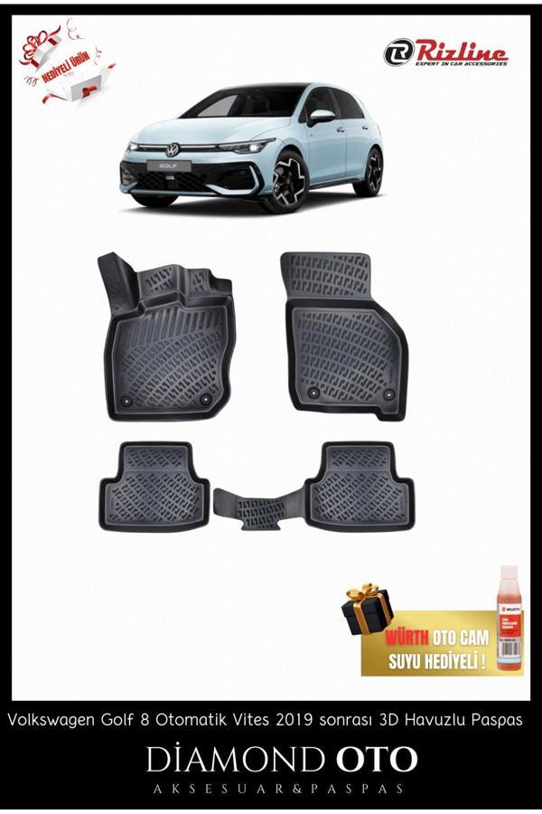 Rizline Volkswagen Golf 8 3D Havuzlu Paspas (Otomatik Vites) 2019-2020-2021-2022-2023-2024 - Image 1
