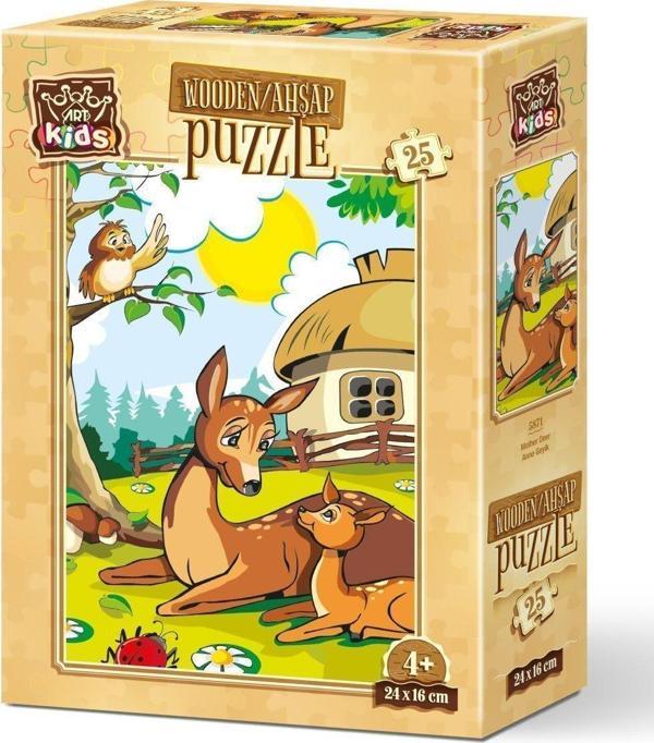 Art Puzzle 25 Parça Ahşap Puzzle Anne Geyik 5871 - Image 1