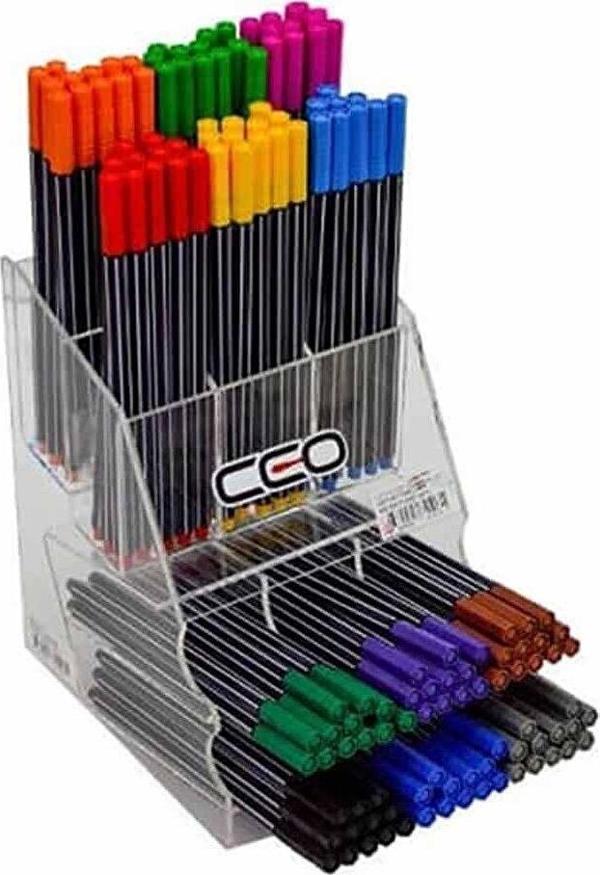 Ceo Fineliner Keçe Uç Kalem 0,4 Mm Standı Silikon Tutacaklı Karışık Renk (180 Li Paket) Fls004 - Image 1