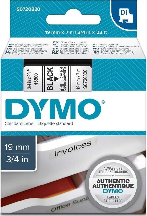 DYMO S0720820 D1 Yedek Şerit, 19 Mm X 7 Metre Şeffaf- Siyah (45800) - Image 1