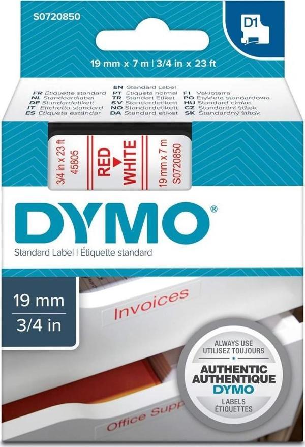 DYMO S0720850 D1 Yedek Şerit, 19 Mm X 7 Metre Beyaz- Kırmızı (45805) - Image 1