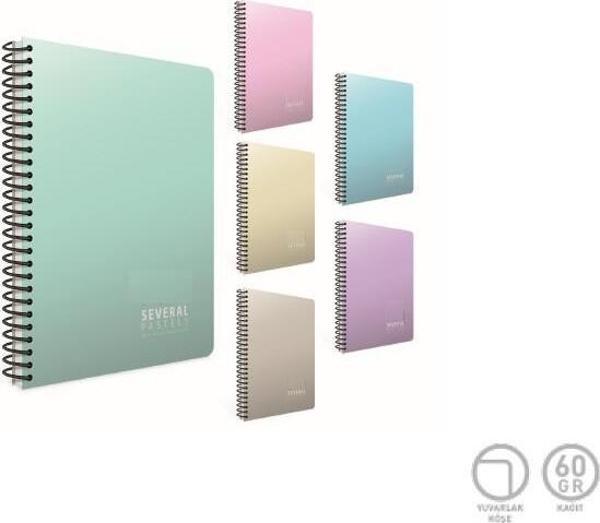 Gıpta Several Spiralli Seperatörlü (4 Kareli + 1 Çizgili) Plastik Kapak Defter A4 160 Yaprak 4+1 (2 Li Paket) 5380 - Image 1