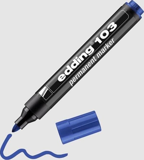Edding 103 Permanent Markör Kalem Yuvarlak Uç 1,5-3 Mm Mavi ED10303 (10 Lu Paket) - Image 1