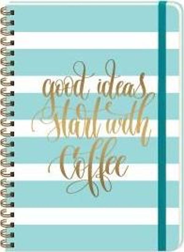 Daily Notes Muse A5 80 Yaprak Çizgili Yaldızlı Sert Kapak Spiralli Ivory Lastikli Not Defteri Good İdeas Start With Coff - Image 1