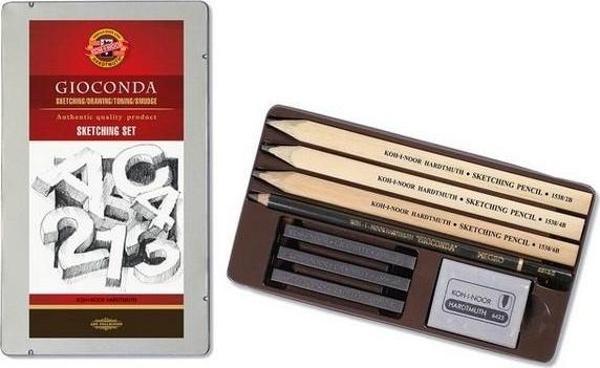 Koh-i Noor Professional Sketching Set Eskiz Kalem Seti Yassı Uçlu Çizim Seti Metal Kutu 8892 - Image 1