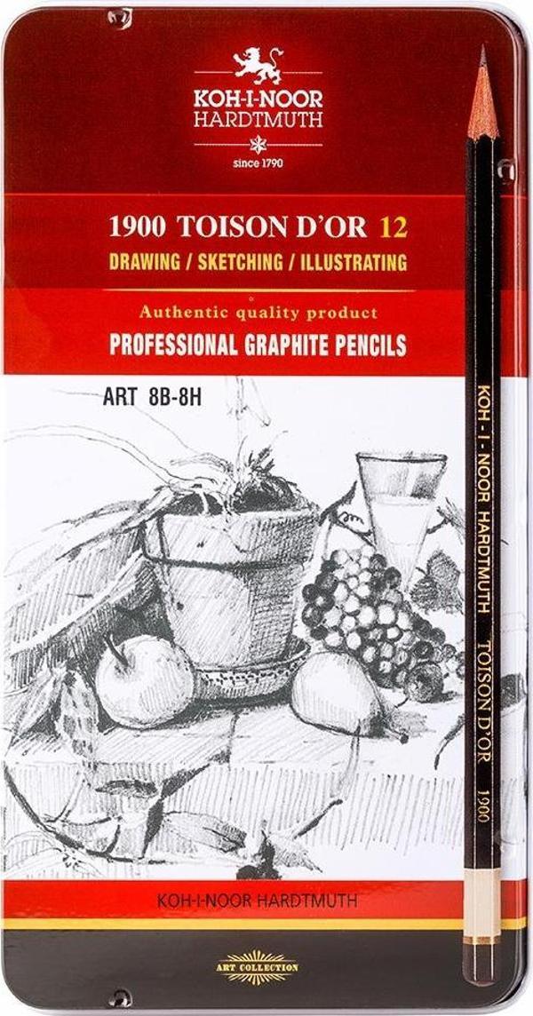 Koh-i Noor Sanatsal Profesyonel Dereceli Kalem Seti Naturel 8B-8H Metal Kutu Of Gaphite Pencils 1902 12 - Image 1