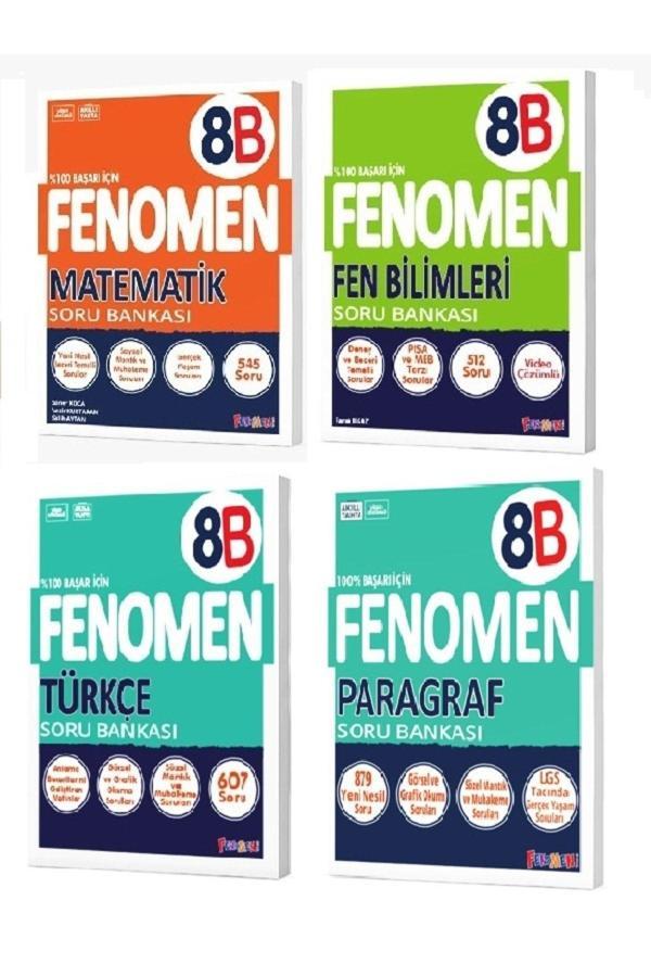 Fenomen Yayıncılık 8. Sınıf Matematik (B) - Fen Bilimleri (B) - Türkçe (B) - Paragraf (B) Soru Bankası Seti (4 Kitap) - Fenomen Yayıncılık - Image 1