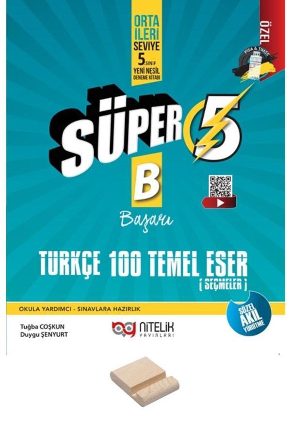 Nitelik Yayınları 5. Sınıf Yeni Nesil B Serisi Süper Türkçe 100 Temel Eser - Nitelik Yayınları - Image 1