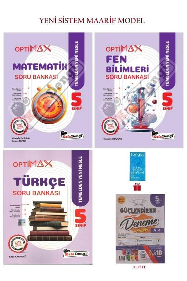Kafa Dengi Yayınları 5. Sınıf Optimax Matematik Fen Bilimleri Ve Türkçe 3'Lü Set Soru Bankası+Deneme+Kafa Defteri - Kafa Dengi - Image 1