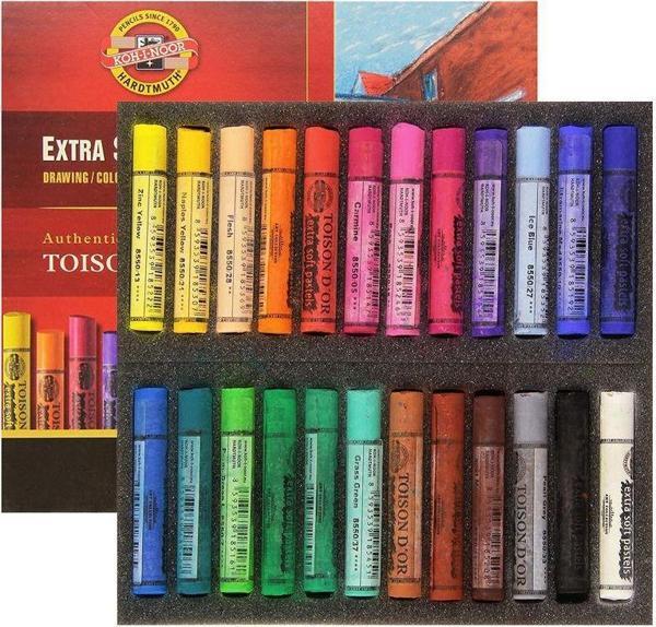 Koh-i Noor Toison D'or Sanatsal Extra Soft Yuvarlak Pastel Boya Kalın 24 Renk Extra Soft Dry Chalks 8554 24 - Image 1