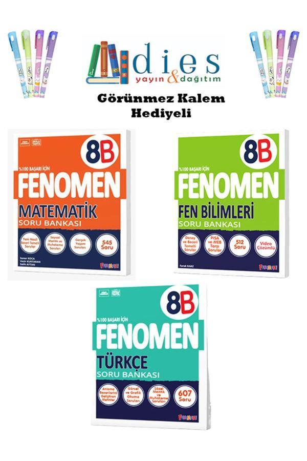 Fenomen Yayıncılık Fenomen 8. Sınıf Matematik-Fen Bil.-Türkçe Soru Bankaları (B Set) ( 3 Kitap ) - Fenomen Yayıncılık - Image 1
