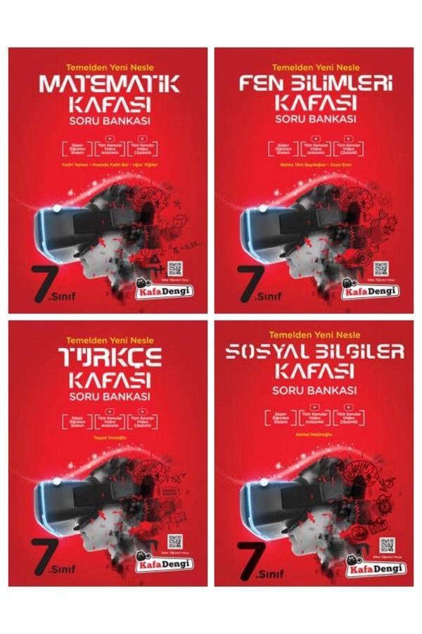 Kafa Dengi Yayınları 7.Sınıf Matematik Fen Bilimleri Türkçe Ve Sosyal Soru Bankası 4Lü Set - Kafa Dengi - Image 1