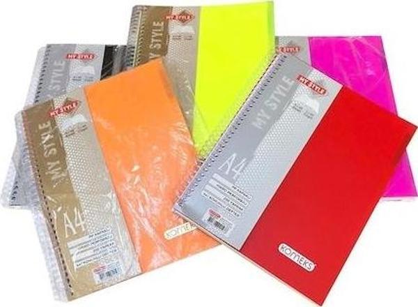 Komeks A4 Spiralli Defter Plastik Kapak 2+2 Seperatörlü Kareli-Çizgili 120 Yaprak - Image 1