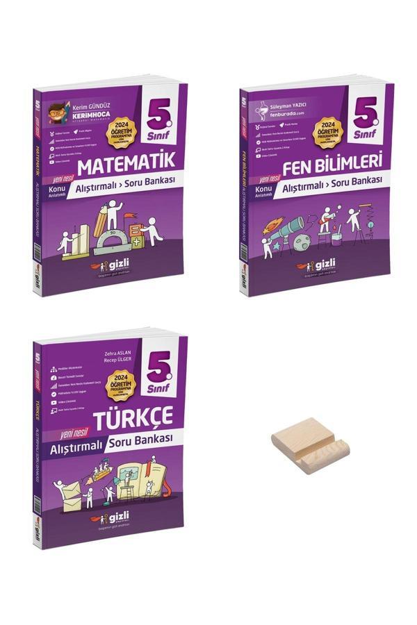 Gizli Yayınları 5. Sınıf Konu Anlatımlı Alıştırmalı Matematik Fen Bilimleri Ve Türkçe Soru Bankası 3Lü Set - Gizli Yayınları - Image 1
