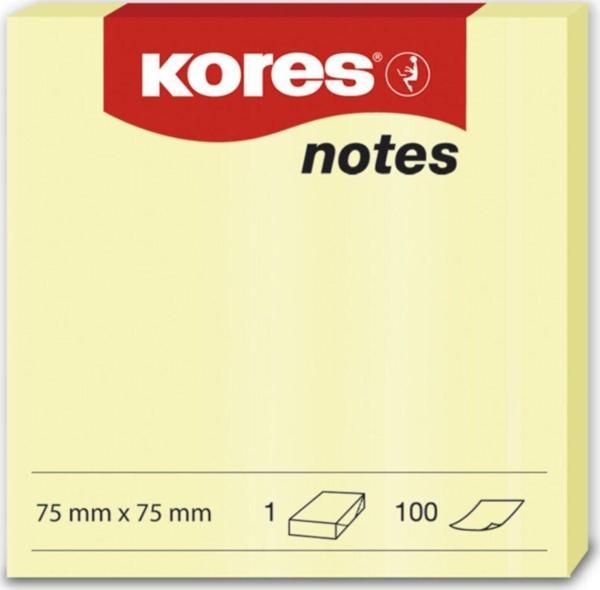 Kores Yapışkanlı Not Kağıdı Sarı 75X75Mm 100 Sayfa (12 Li Paket) - Image 1