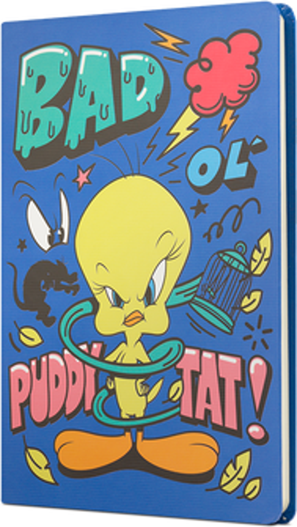 Mabbels Tweety Sert Kapak Butik Not Defteri Bad Puddy Tat Mavi 80 Yaprak Çizgili 15X21Cm Dft-388128 - Image 1