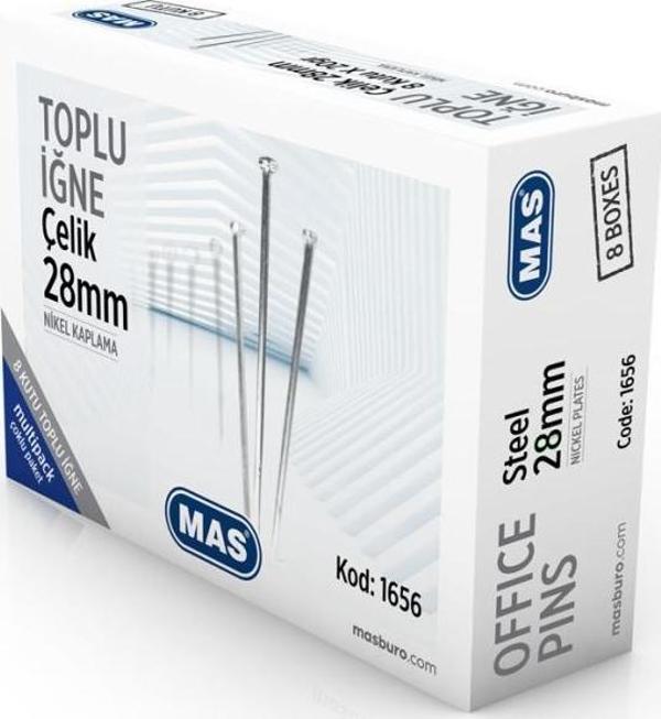Mas Multipack Toplu İğne 20 Gr Nikelli 28 Mm (8 Kutu) - Image 1