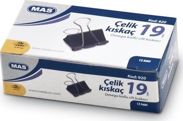 Mas Omega Çelik Kıskaç Siyah 19 Mm 12 Li (8 Kutu : 96 Adet) - Image 1