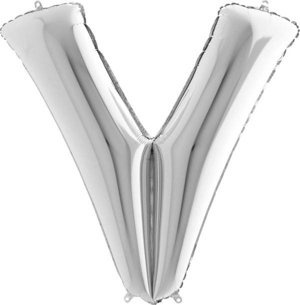 Nedi Folyo Balon 100 Cm Harf Şişirilmemiş Gümüş (V Harfi) 01363 - Image 1