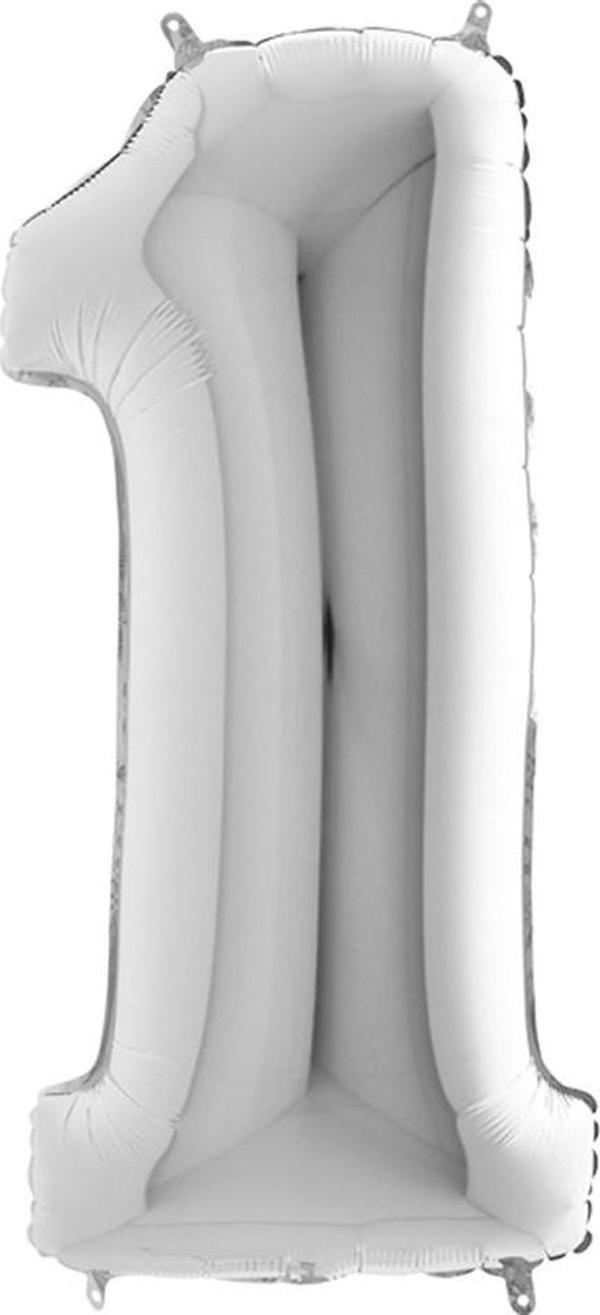 Nedi Folyo Balon 100 Cm Rakam Şişirilmemiş Gümüş (1 Rakamı) 10762 - Image 1