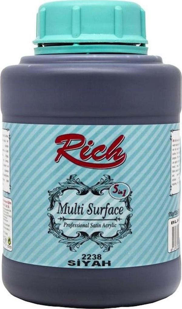 Rich Multi Surface Profesyonel Saten Akrilik Boya 1750 Gr Siyah 2238 - Image 1