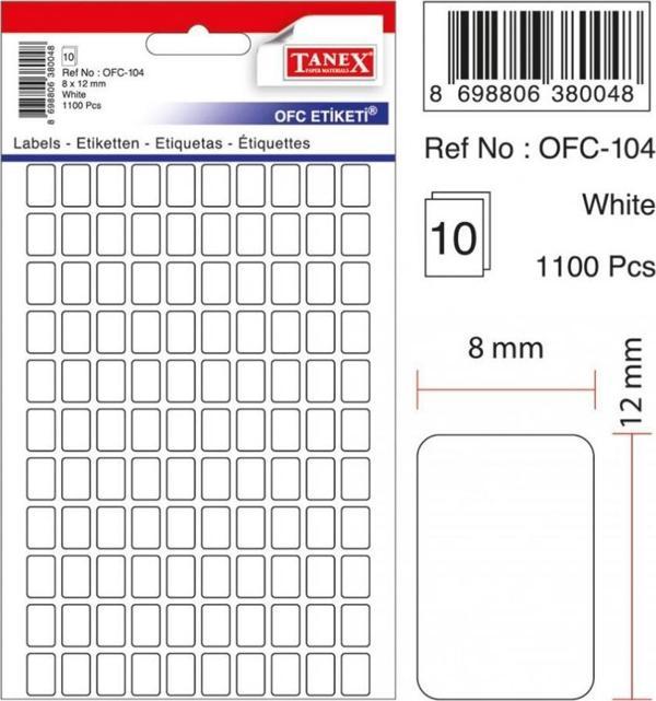 Tanex Ofc-104 Ofis Etiketi Poşetli 8X12Mm Beyaz (10 Lu Paket) - Image 1