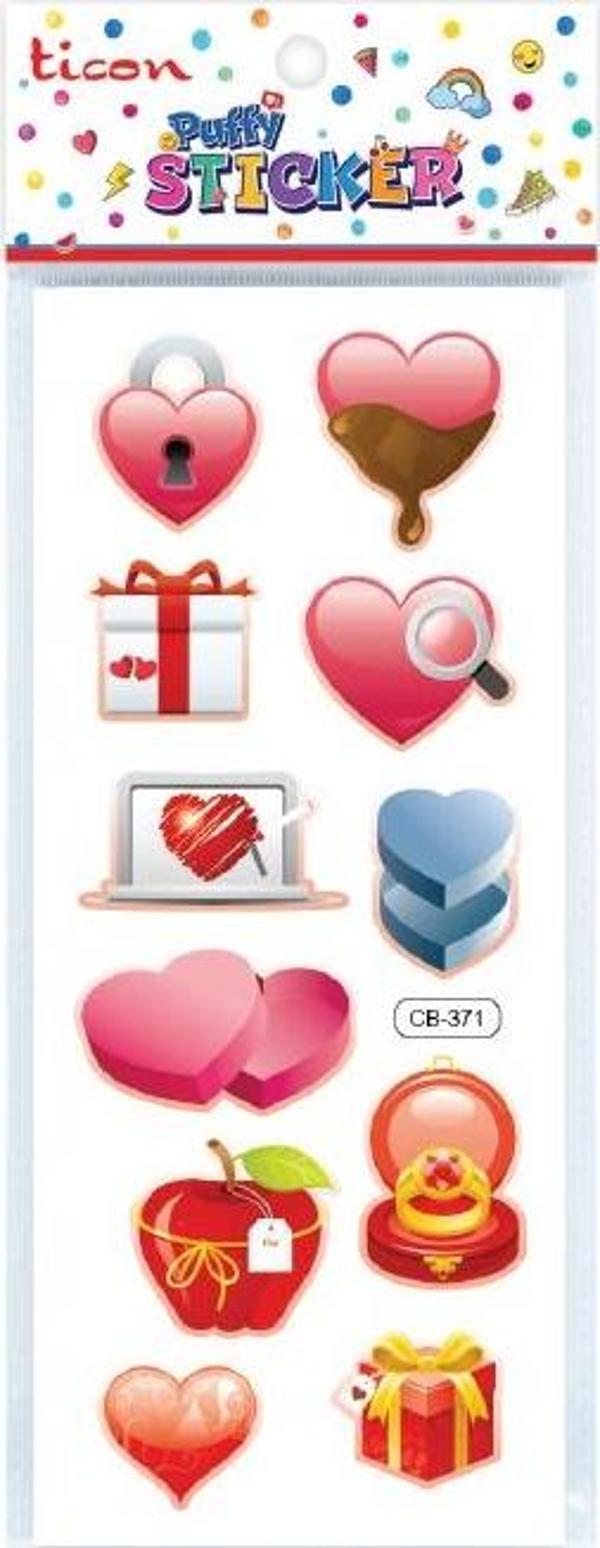Ticon Puffy Sticker Kalp Tps-004/1 348881 (20 Li Paket) - Image 1