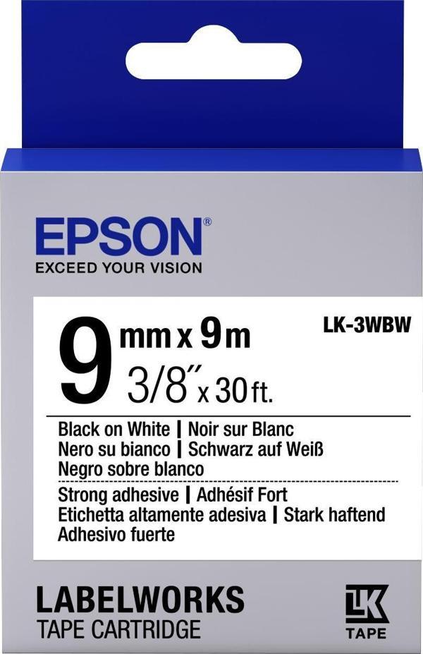 Epson Lk-3Wbw Strong Siyah Üzeri Beyaz 9Mm 9Metre Etiket - Image 1