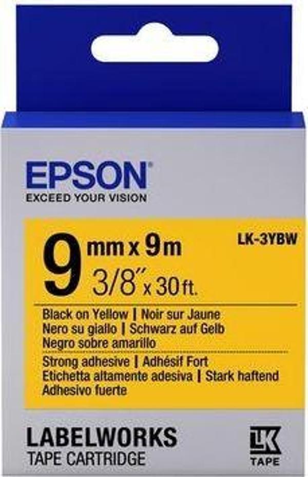 Epson Lk-3Ybw Strong Siyah Üzeri Sarı 9Mm 9Metre Etiket - Image 1