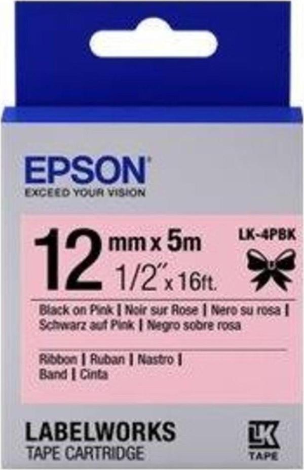Epson Lk-4Pbk Siyan Üzeri Pembe 12Mm 5Metre Etiket - Image 1