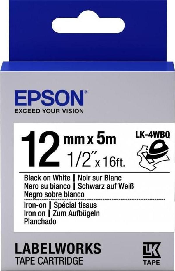 Epson Lk-4Wbq İron Siyah Üzeri Beyaz 12Mm 9Metre Etiket - Image 1