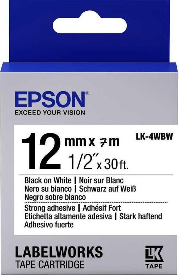 Epson Lk-4Wbvn Siyah Üzeri Beyaz 12Mm 7Metre Etiket - Image 1