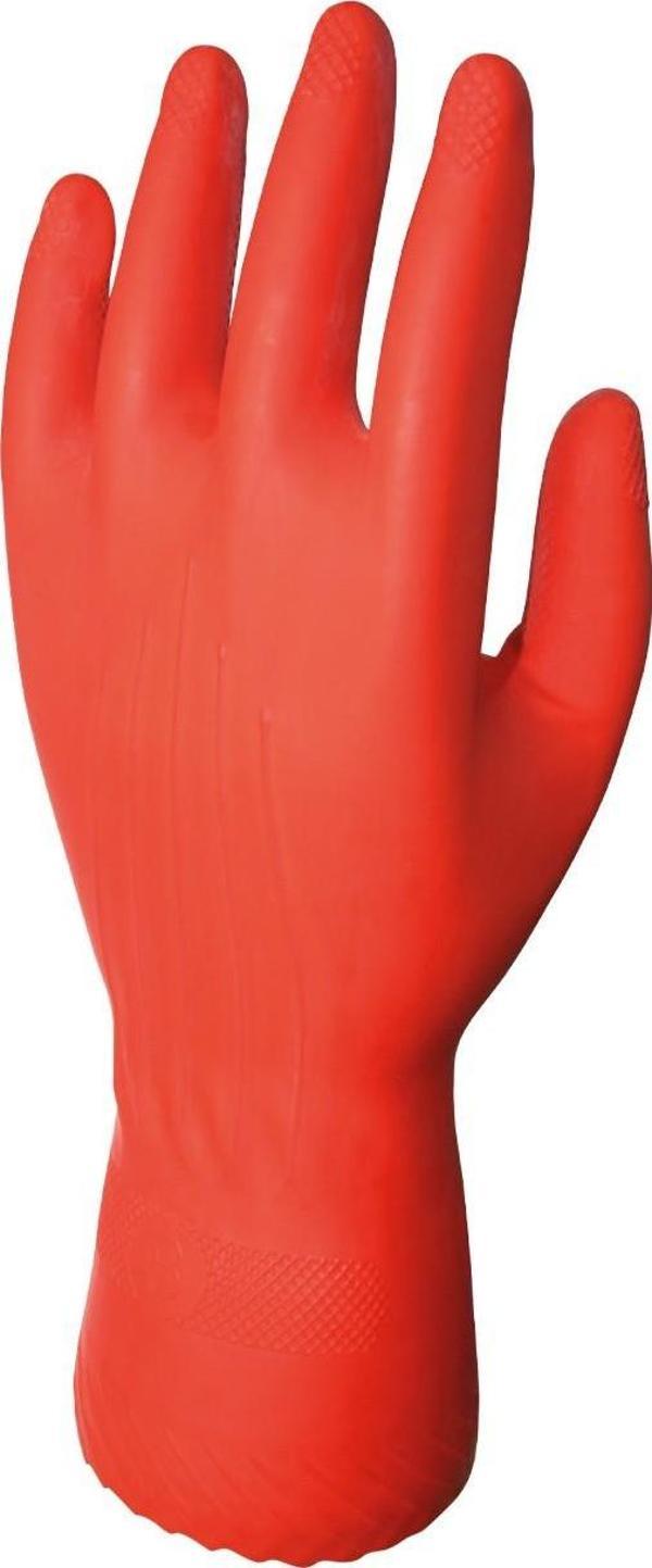 Beybi 7-7.5 Ekonomik Lateks Kırmızı Eldiven Pamuk Kaplı İç Yüzey Terlemeyi Azaltır İş Eldiveni (25 Li Paket) - Image 1