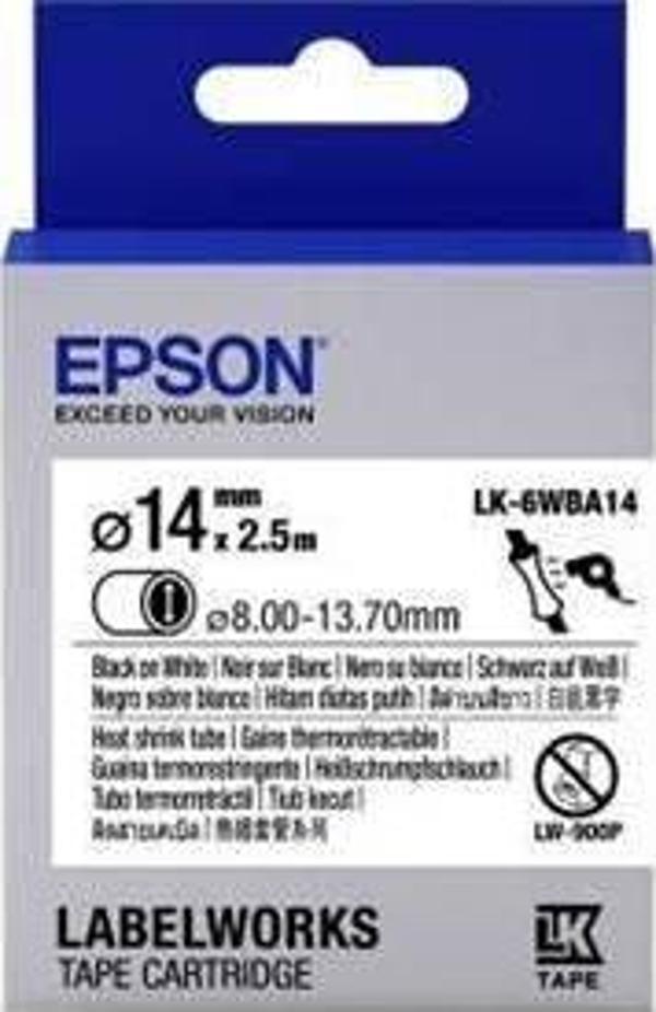 Epson Lk-6Wba14 Isıyla Daralan Siyah Üzeri Beyaz 14Mm 2,5Metre Etiket - Image 1