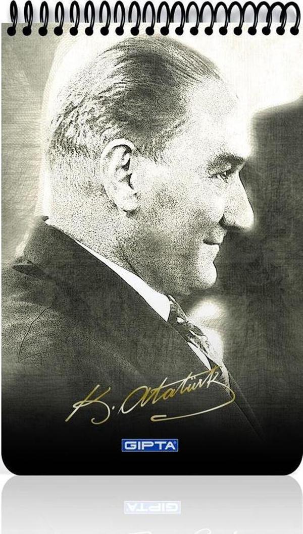 Gıpta Atatürk A5 Spiralli Karton Kapak Bloknot (Not Defteri) 100 Yaprak Kareli (6 Lı Paket) 2612 - Image 1