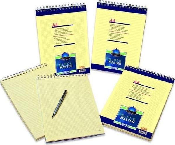 Gıpta Block Master A4 Spiralli Karton Kapak Bloknot (Not Defteri) 100 Yaprak Çizgili (6 Lı Paket) - Image 1