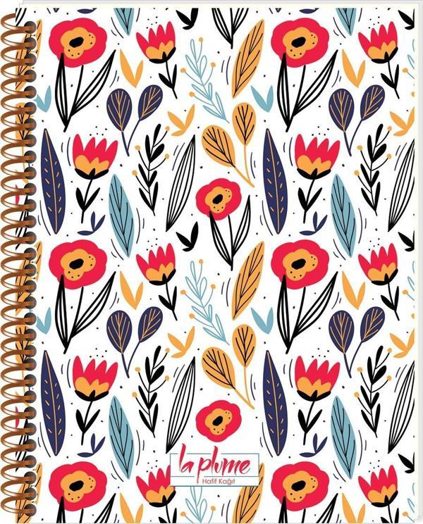 Keskin Color La Plume Flowers 17X22Cm 80 Yaprak Çizgili Plastik Kapak Spiralli Hafif Kağıt Defter (3 Lü Paket) - Image 1