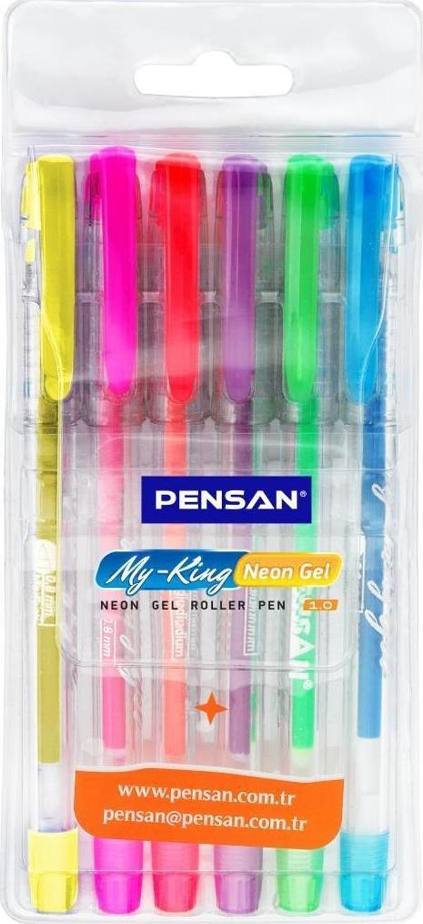 Pensan 2227 My-King Neon (Fosforlu) Jel Tükenmez Kalem 1,0 Mm (6 Renk Set) PE02227JK00N6 - Image 1