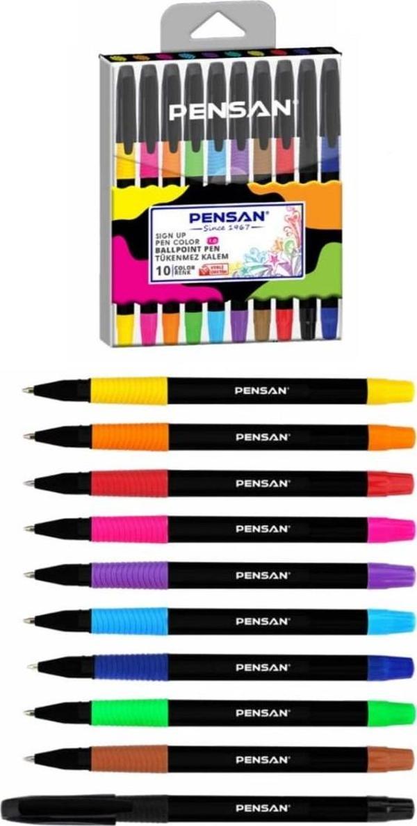 Pensan 2410 Sign Up Tükenmez Kalem 1.0Mm 10 Renk Karışık (10 Lu Kutu) PE2410SU10 - Image 1