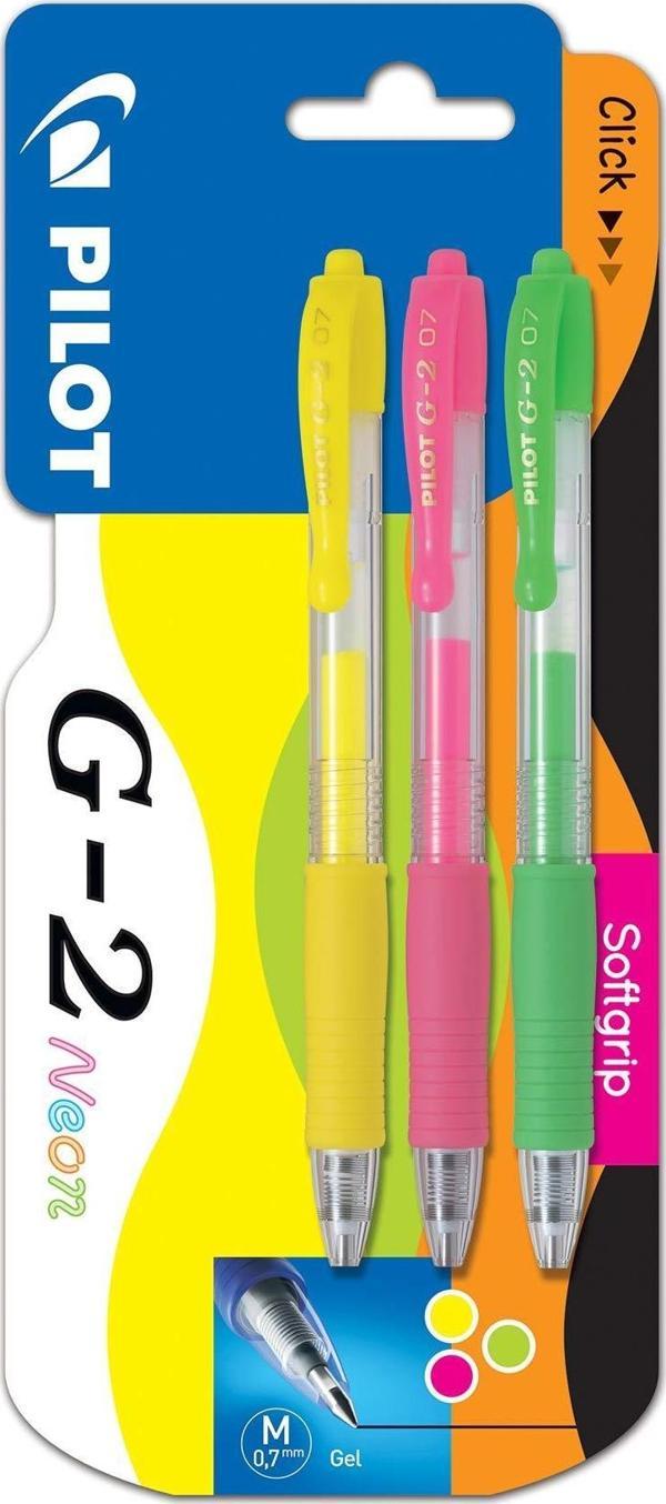 Pilot Roller Kalem Jel Mürekkepli 0.7 Mm 3 Renk Neon (Sarı-Pembe-Yeşil) BL-G2-7-3 - Image 1