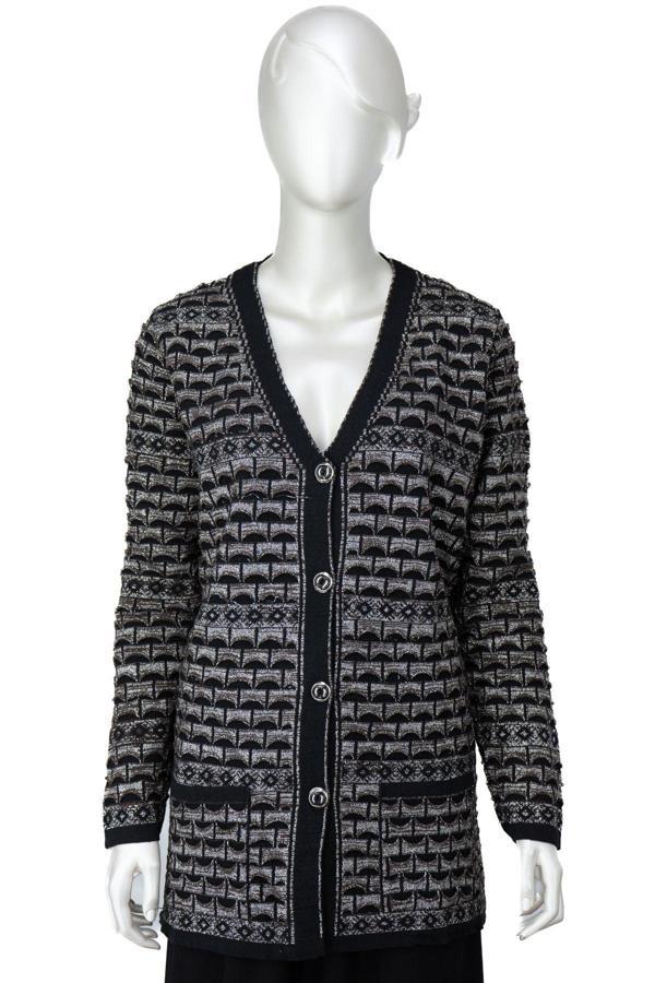 Oppland Kadın Kışlık Anne Hırka Pamuklu Triko Örme Simli Önden Düğmeli Çift Cepli Rahat Kesim Kahverengi XL - Image 1