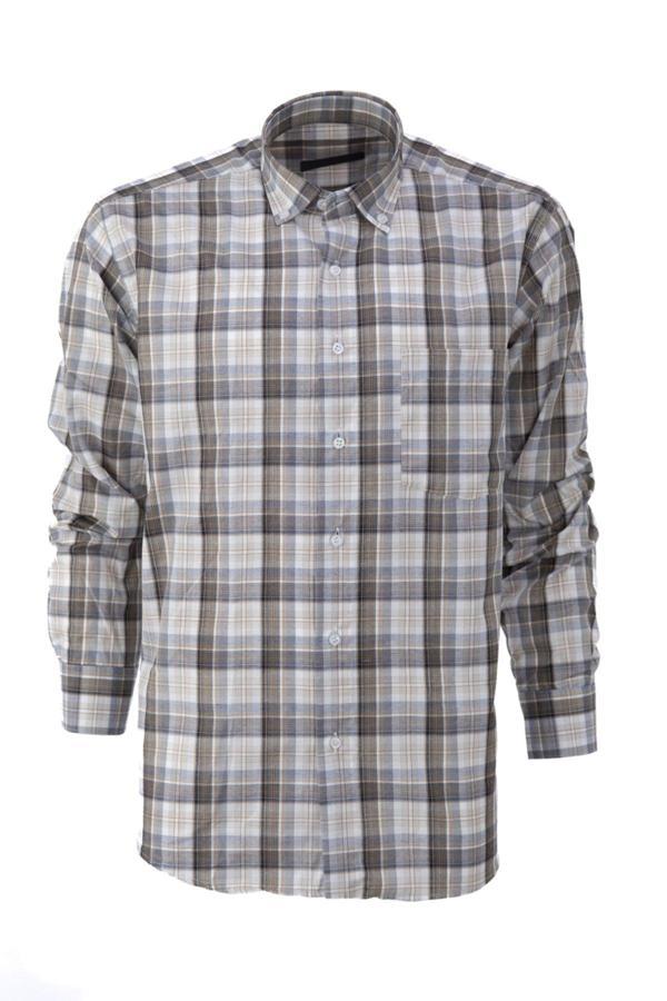 Oppland Erkek Yazlık Klasik Gömlek Cepli Uzun Kollu Şık Modern Desenli Tam Kalıp Rahat Kesim Pamuklu Kahverengi M - Image 1