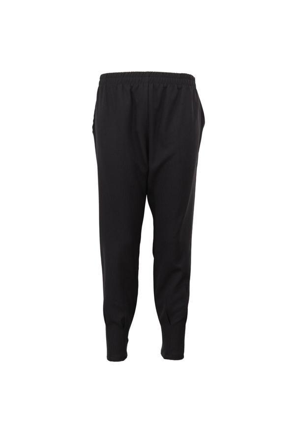 Oppland Kadın Beli Lastikli Pantolon Cepli Havuç Paça Krep Hürrem Kumaş Rahat Kesim Tam Kalıp Siyah 5XL - Image 1