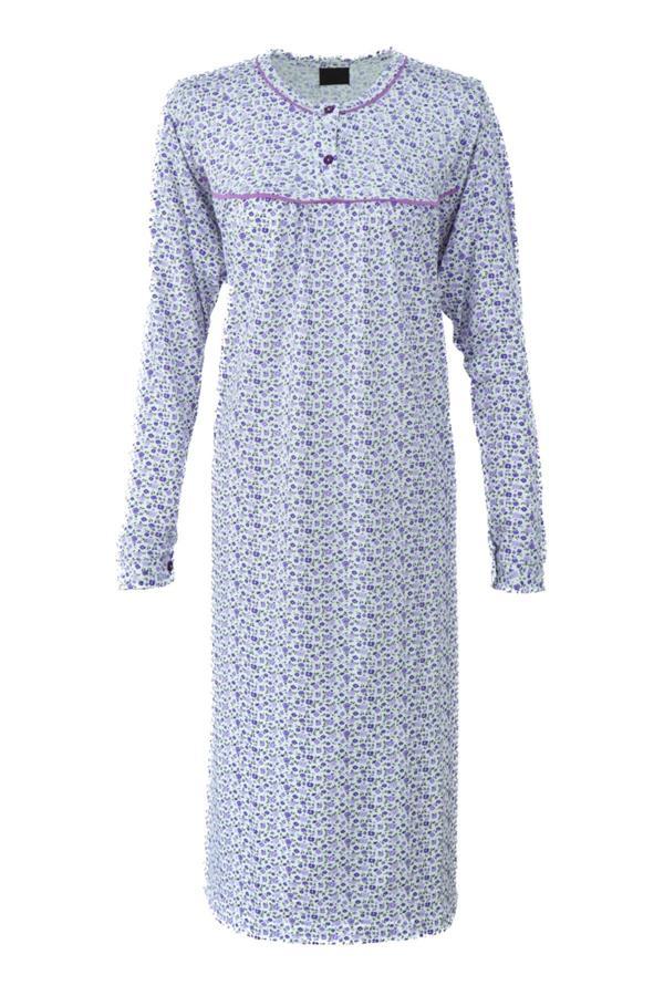 Oppland Kadın Anne Boydan Gecelik Yazlık %100 Pamuk Kumaş Yaz Çiçeği Desenli Rahat Kesim Tam Kalıp Mor 2XL - Image 1