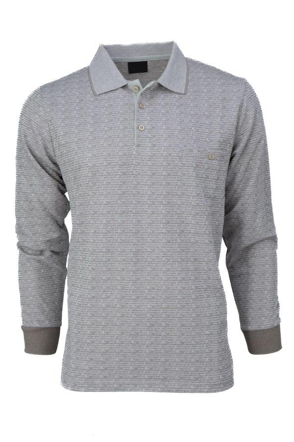 Oppland Erkek Mevsimlik Kazak Pamuklu Dokuma Düğmeli Polo Yaka Cepli Uzun Kollu Kırçıl Desenli Rahat Bej M - Image 1