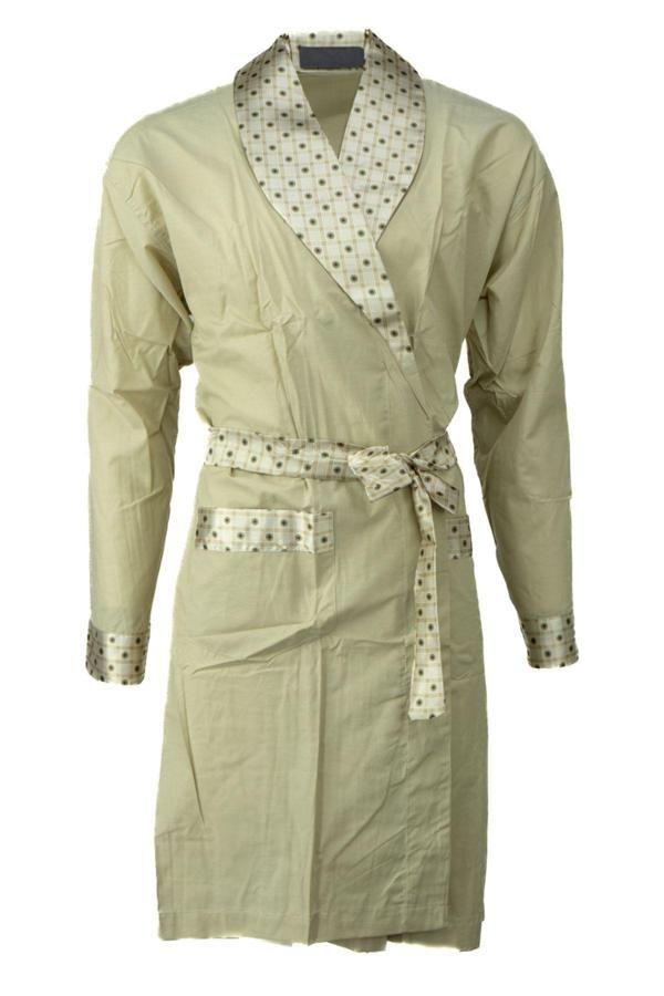 Oppland Erkek Şık Klasik Model Röpteşambır Premium Poplin Kumaş Faysal Model Cepli Rob Beli Kuşaklı Kahverengi M - Image 1