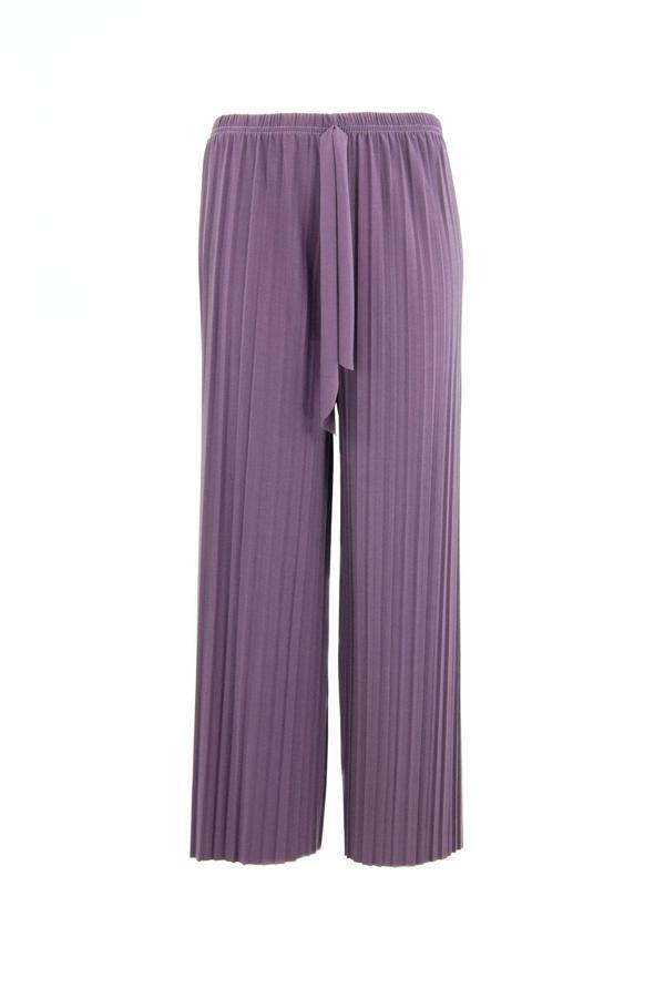 Oppland Kadın Pantolon Etek Beli Lastikli Pilili Önden Parça Kumaş Detaylı Likralı Sandy Kumaş Lila Standart - Image 1