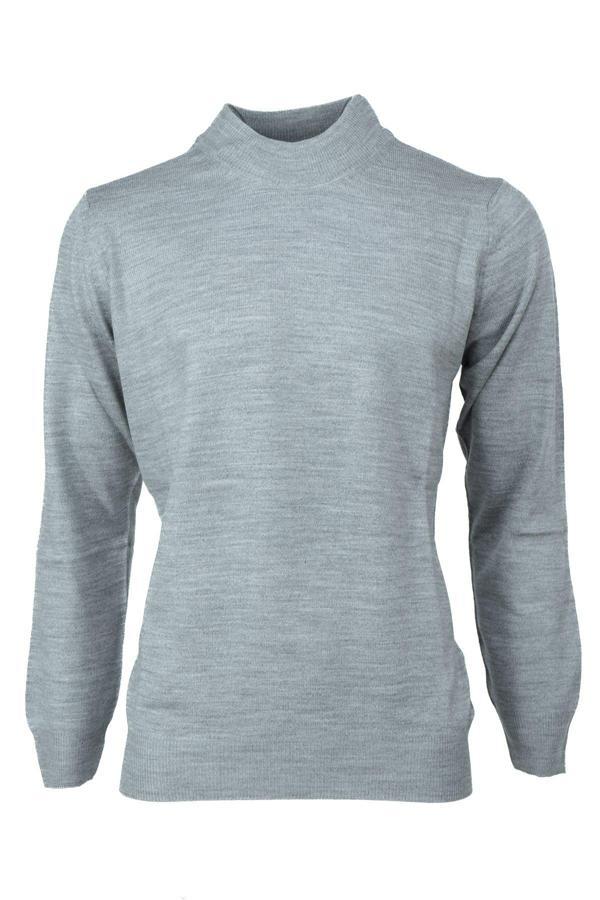 Oppland Erkek Kışlık Yarım Balıkçı Yaka Kazak Pamuklu Marina Örme Uzun Kollu Düz Renk Rahat Kesim Gri 2XL - Image 1