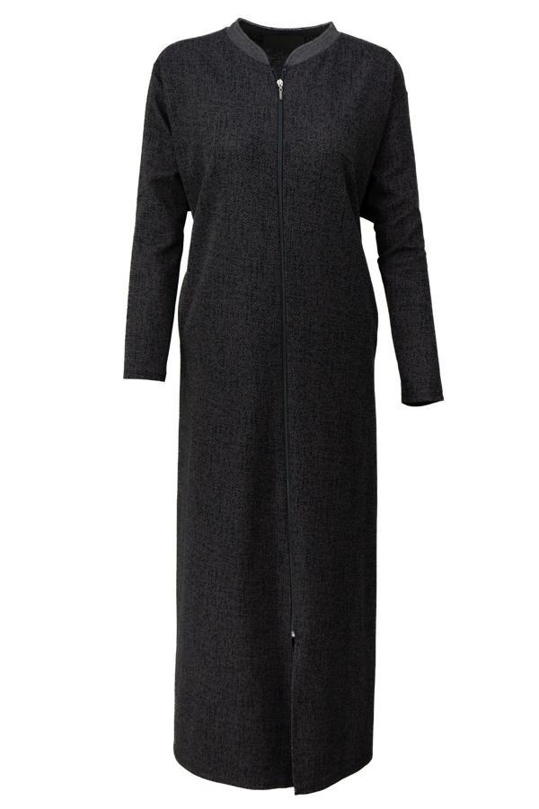 Oppland Kadın Kışlık Anne Ferace Pamuklu Fermuarlı Hakim Yaka Çift Cepli Likralı Şık Modelli Rahat Kahverengi 5XL - Image 1