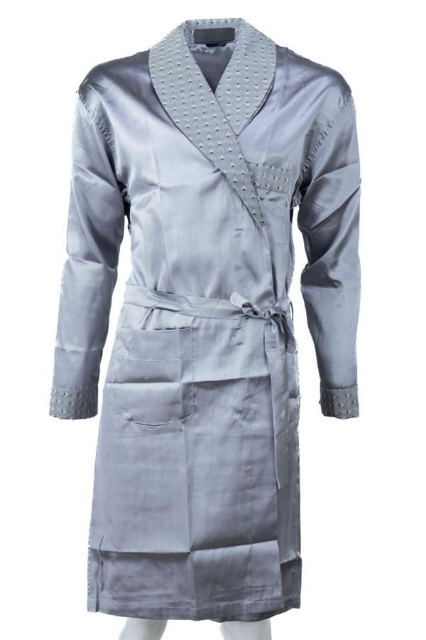 Oppland Erkek Şık Klasik Model Röpteşambır Premium Poplin Kumaş Verbano Model Cepli Rob Beli Kuşaklı Gri M - Image 1